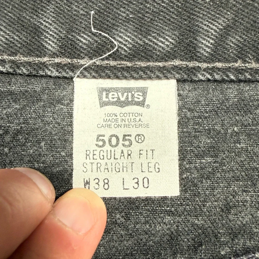 Vtg 90s Levis 505 Jeans Mens 38x30 (36x30) Black Faded Straight Leg Made in USA